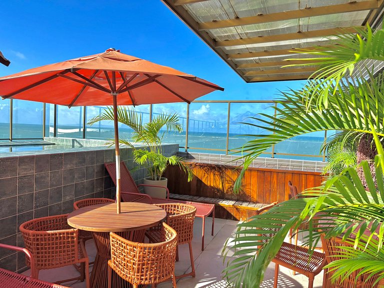 Studio Vista Mar – Piscina no Rooftop c/ Vista