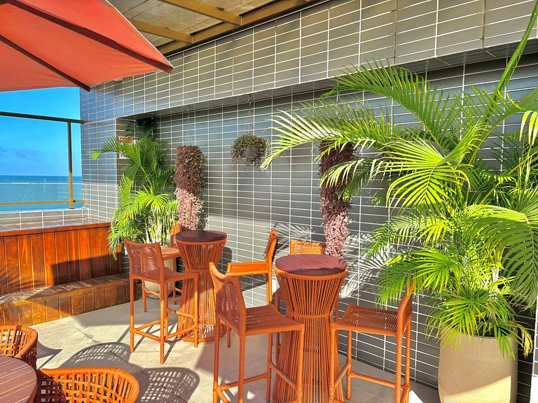 Studio Vista Mar – Piscina no Rooftop c/ Vista