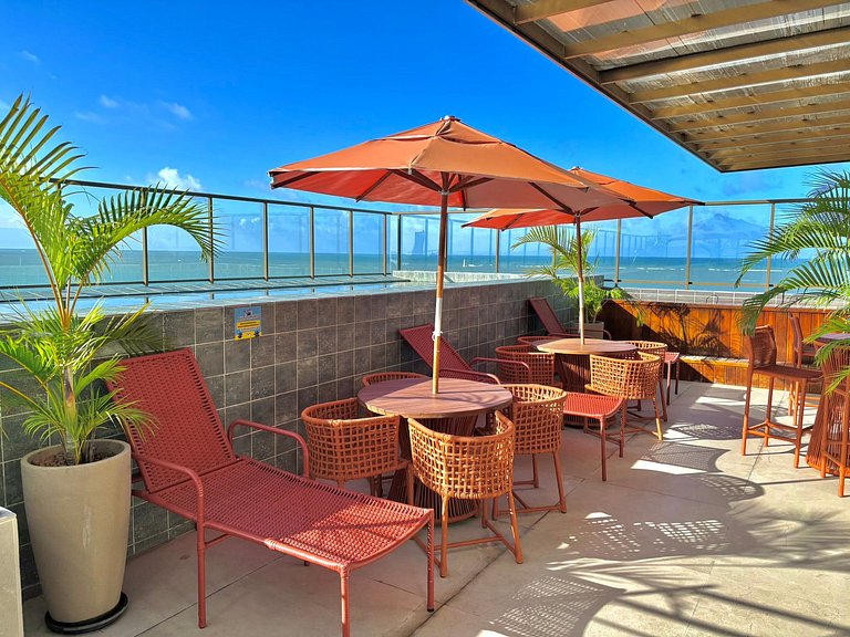 Studio Vista Mar – Piscina no Rooftop c/ Vista