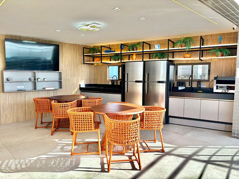 Studio Vista Mar – Piscina no Rooftop c/ Vista