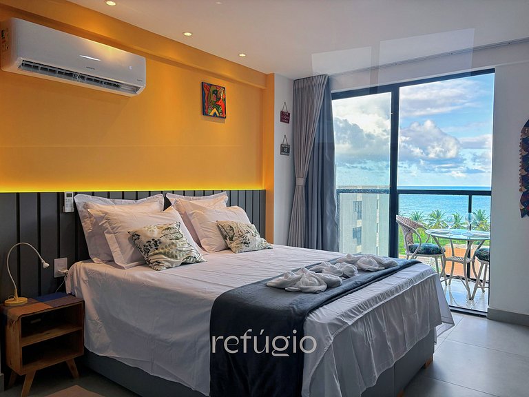 Vista Mar Incrível + Varanda | 200m da Praia