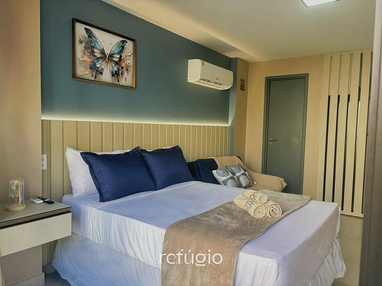 Praia a 120m! Apto Completo com Varanda e Conforto