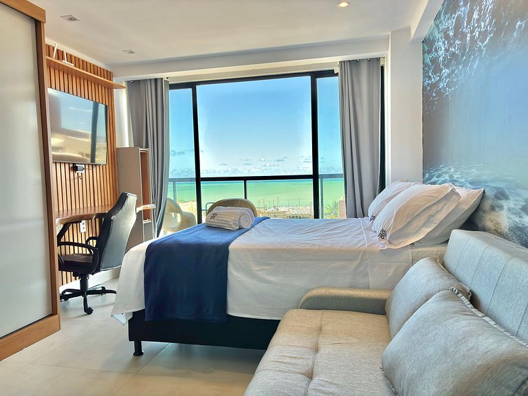 Vista Incrível | Varanda | Piscina | 120m da Praia