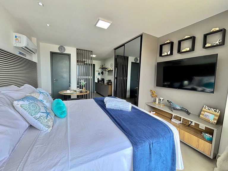 Vista Mar Incrível + Varanda | 200m da Praia