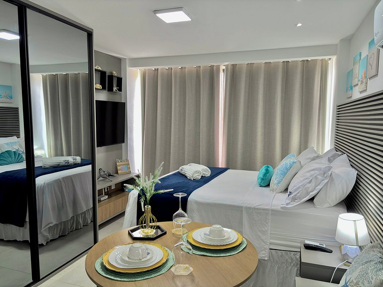 Vista Mar Incrível + Varanda | 200m da Praia