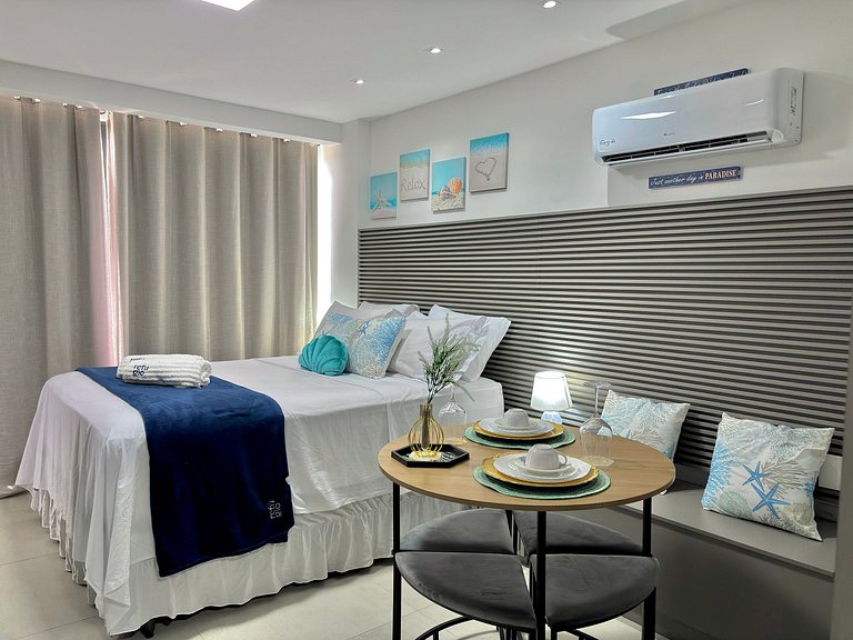 Vista Mar Incrível + Varanda | 200m da Praia