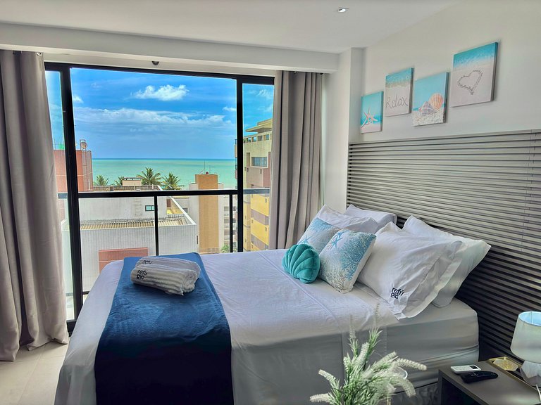 Vista Mar Incrível + Varanda | 200m da Praia