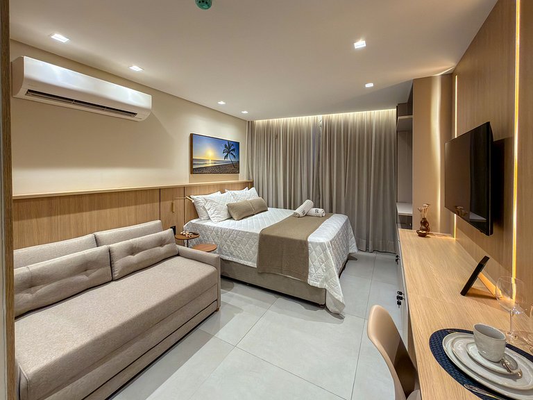 Studio Vista Mar | Pé na Areia + Piscina Incrível