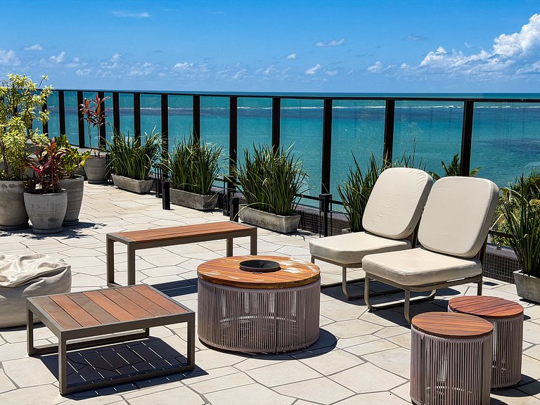 Apto Vista Mar | Pé na Areia + Piscina Incrível