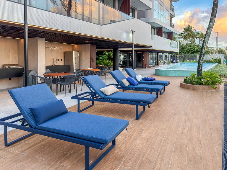 Studio Vista Mar | Beira Mar e Piscina Rooftop