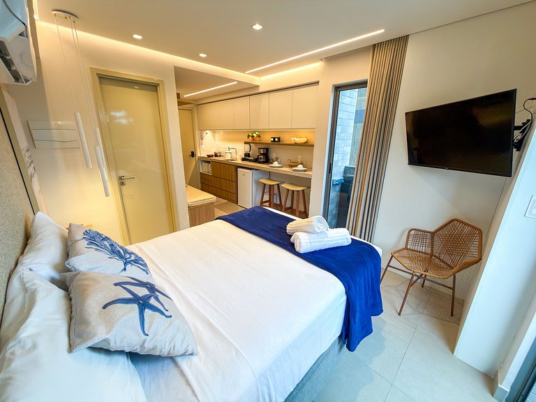 Studio Perfeito | 50m da praia + Piscina Vista Mar