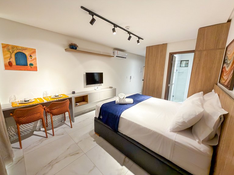 Studio Vista Mar – Piscina no Rooftop c/ Vista