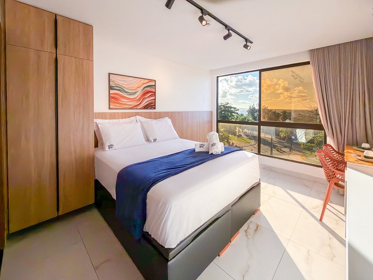 Studio Vista Mar – Piscina no Rooftop c/ Vista