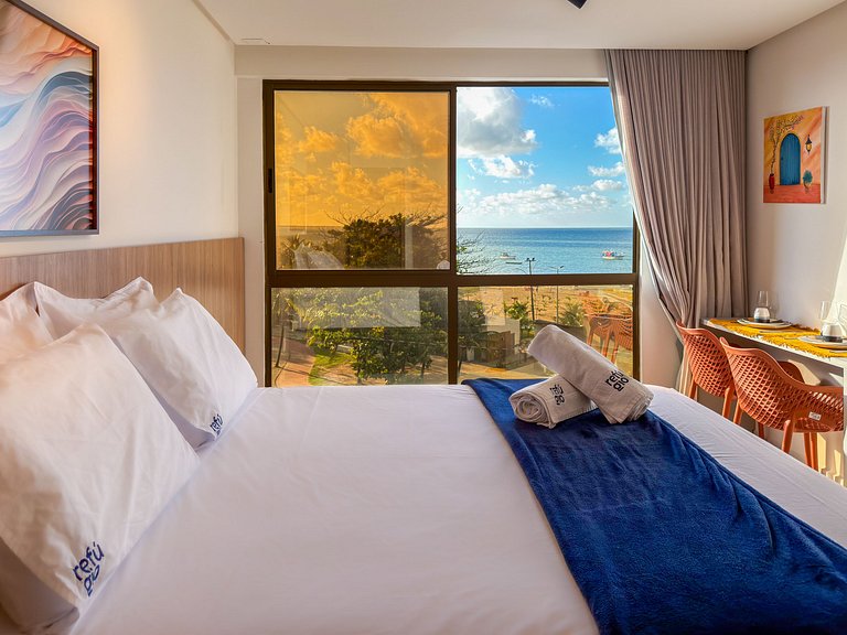 Studio Vista Mar – Piscina no Rooftop c/ Vista