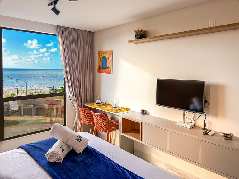 Studio Vista Mar – Piscina no Rooftop c/ Vista