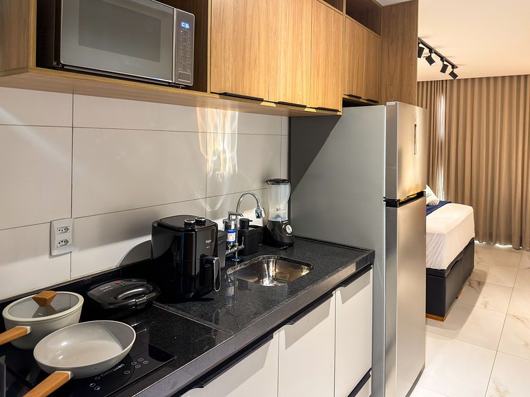 Studio Vista Mar – Piscina no Rooftop c/ Vista