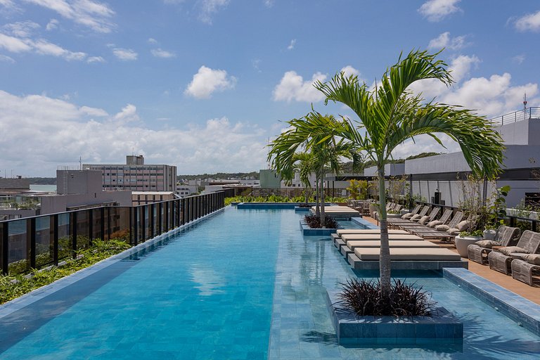 Studio Perfeito | Rooftop c/ Piscina e Vista Mar