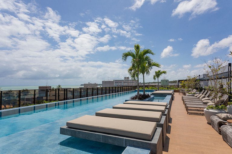 Studio Perfeito | Rooftop c/ Piscina e Vista Mar