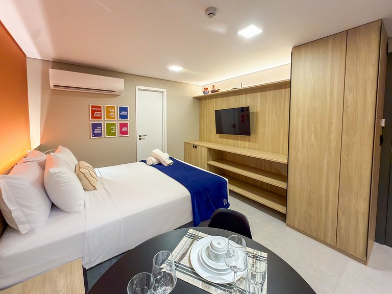 Studio Completo | Beira Mar e Piscina Rooftop