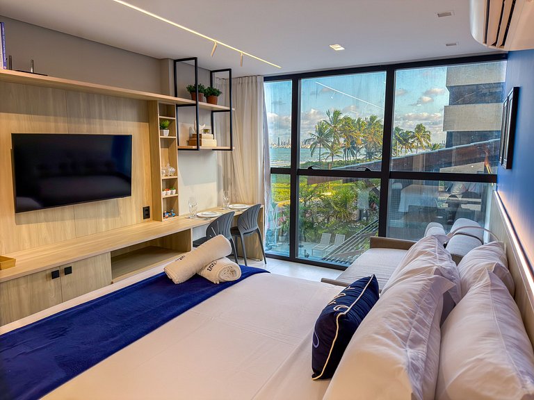 Studio Vista Mar | Beira Mar e Piscina Rooftop