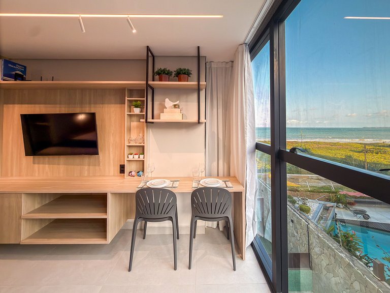 Studio Vista Mar | Beira Mar e Piscina Rooftop