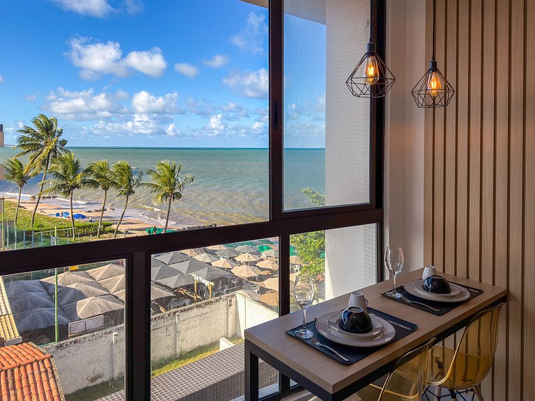 Apto Vista Mar | Pé na Areia + Piscina Incrível