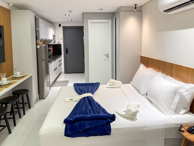 Studio c/ Vista Mar | Beira Mar e Piscina Rooftop
