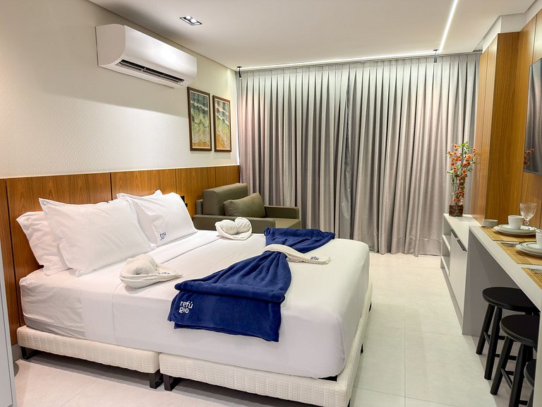 Studio c/ Vista Mar | Beira Mar e Piscina Rooftop