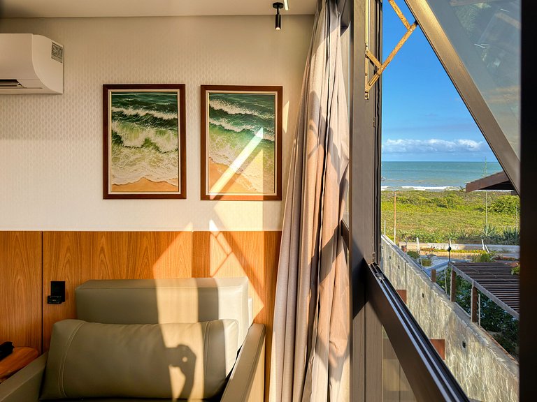 Studio c/ Vista Mar | Beira Mar e Piscina Rooftop